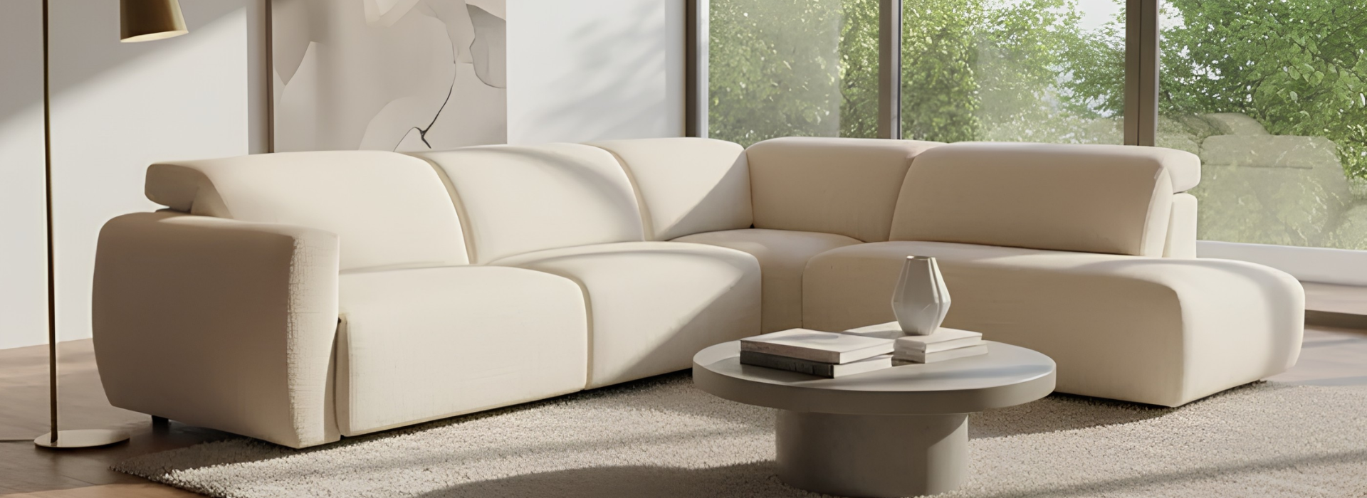 Sofá esquinero NOOGA: diseño minimalista y confort motorizado a medida