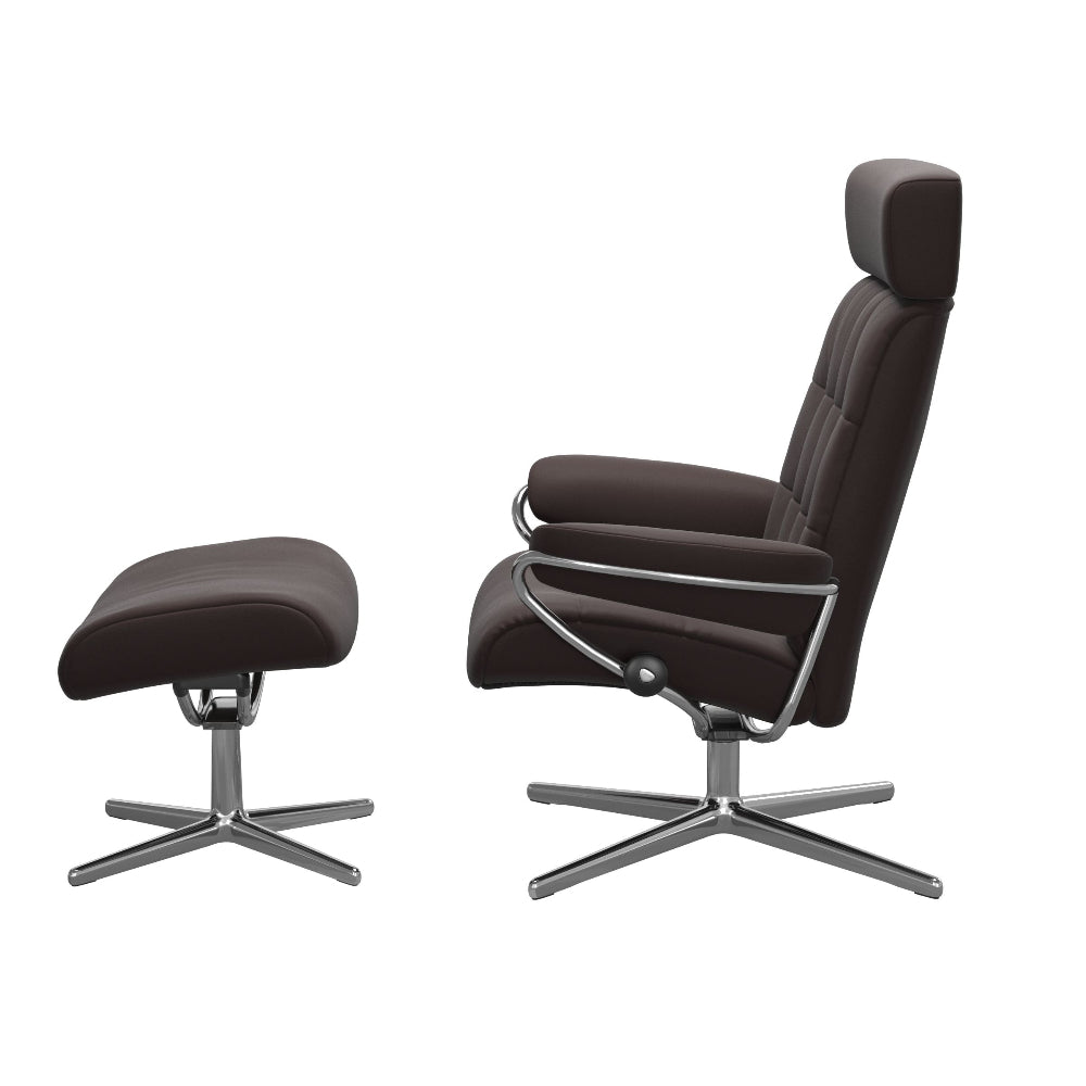 Sillón de Stressless® modelo LONDON Pie Cross base Plus™ System BalanceAdapt™ piel Paloma