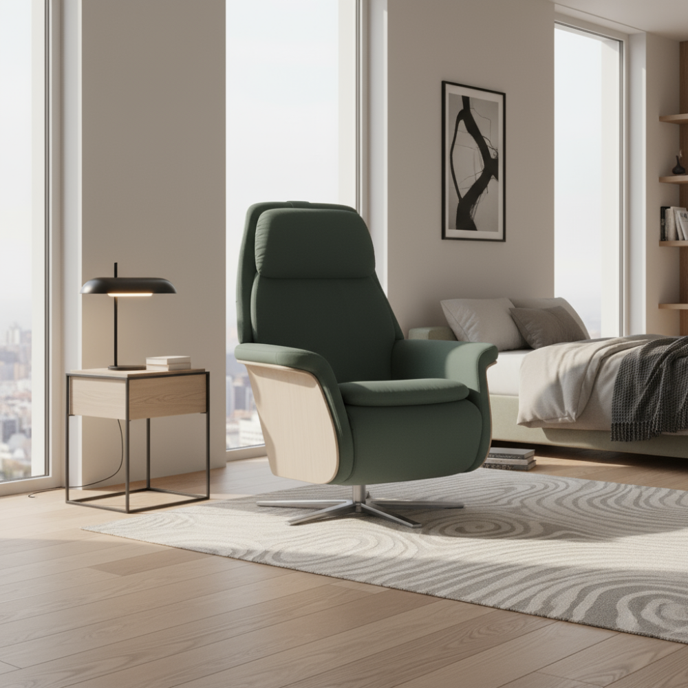Sillón modelo SAM WOOD Pie Sirius Plus™ System Power™ con calefacción piel Paloma