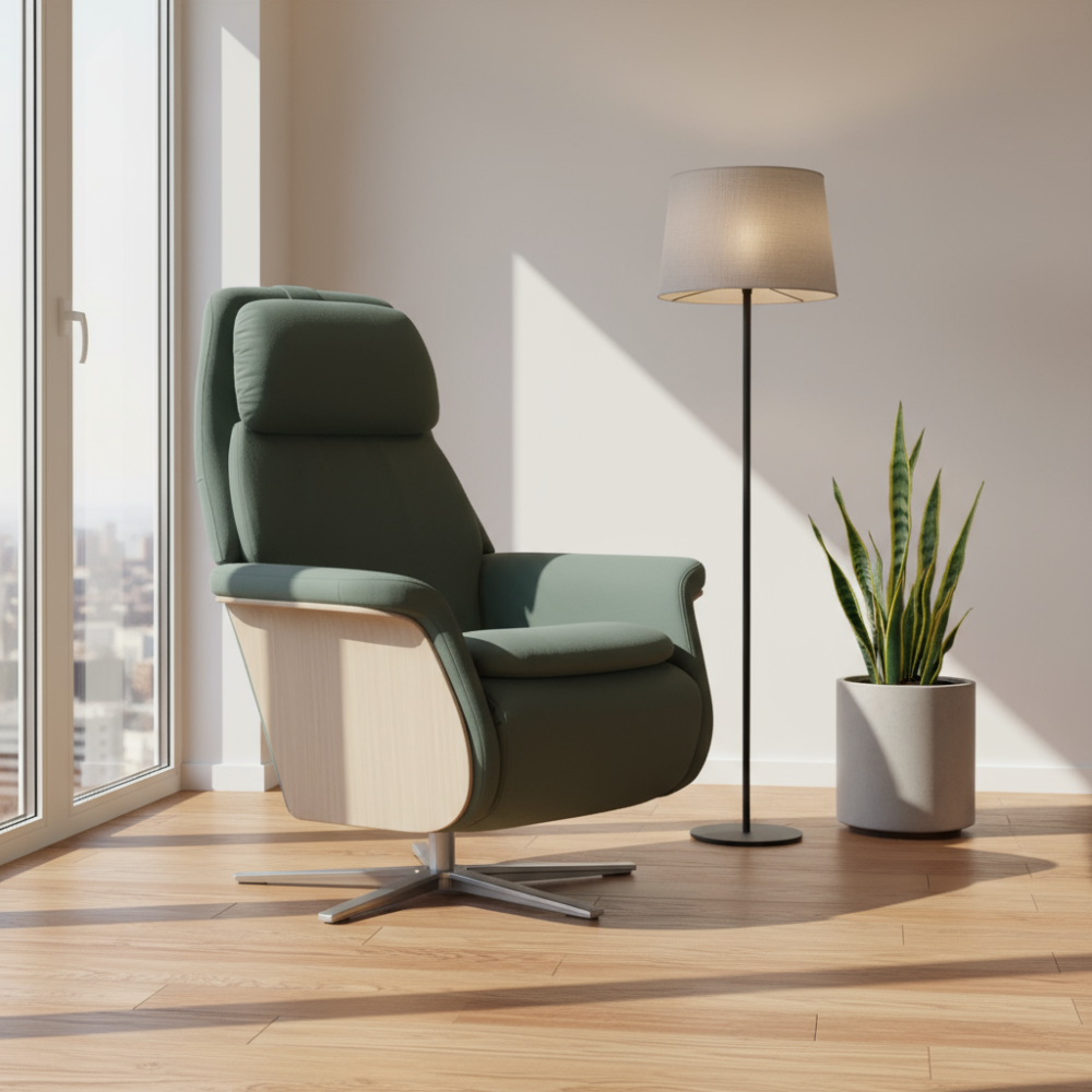 Sillón modelo SAM WOOD Pie Sirius Plus™ System Power™ con calefacción piel Paloma