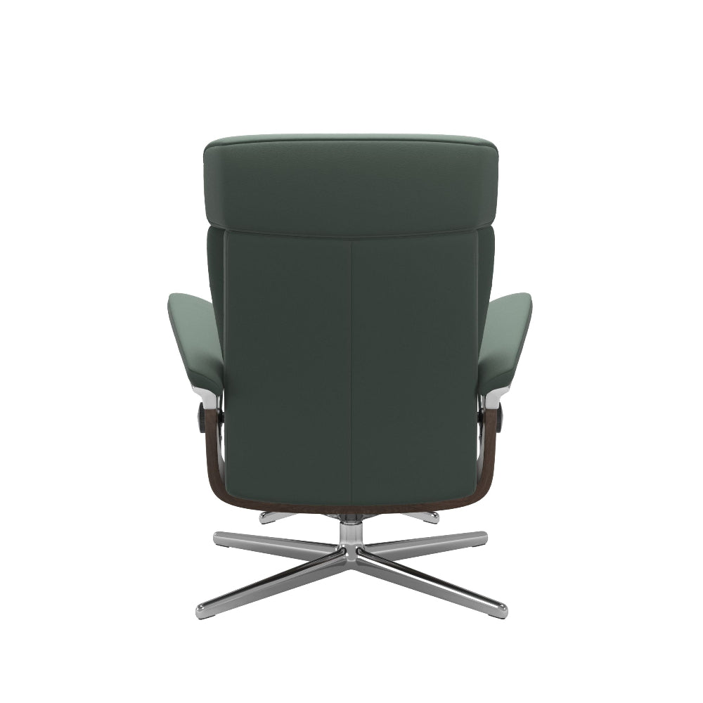 Sillon STRESSLESS modelo ERIK con pie CROSS en piel Paloma con Pouf