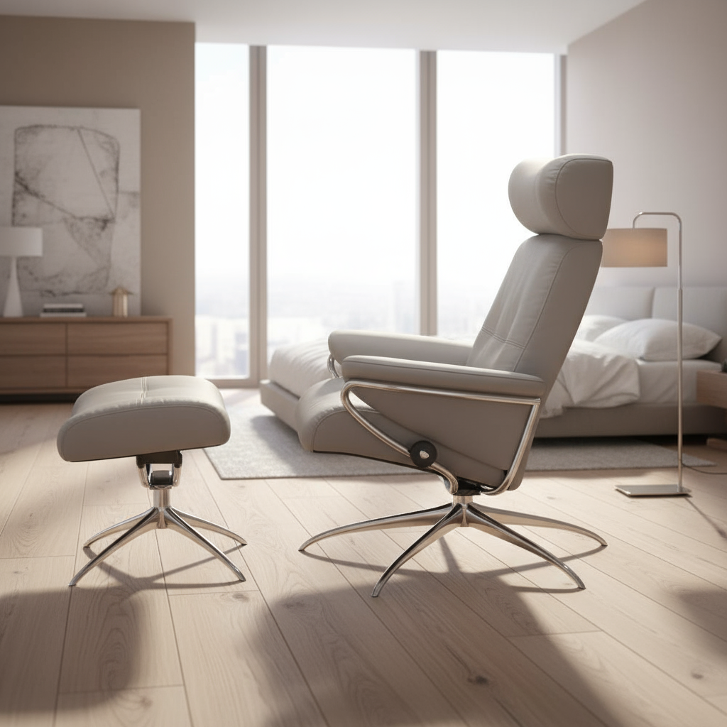 Sillón de Stressless® modelo BERLIN Pie Star base Plus™ System BalanceAdapt™ piel Batick