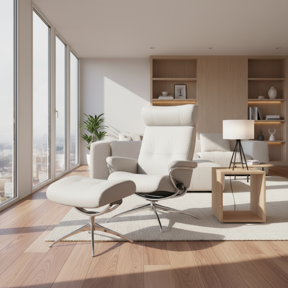 Sillón de Stressless® modelo BERLIN Pie Star base Plus™ System BalanceAdapt™ piel Batick