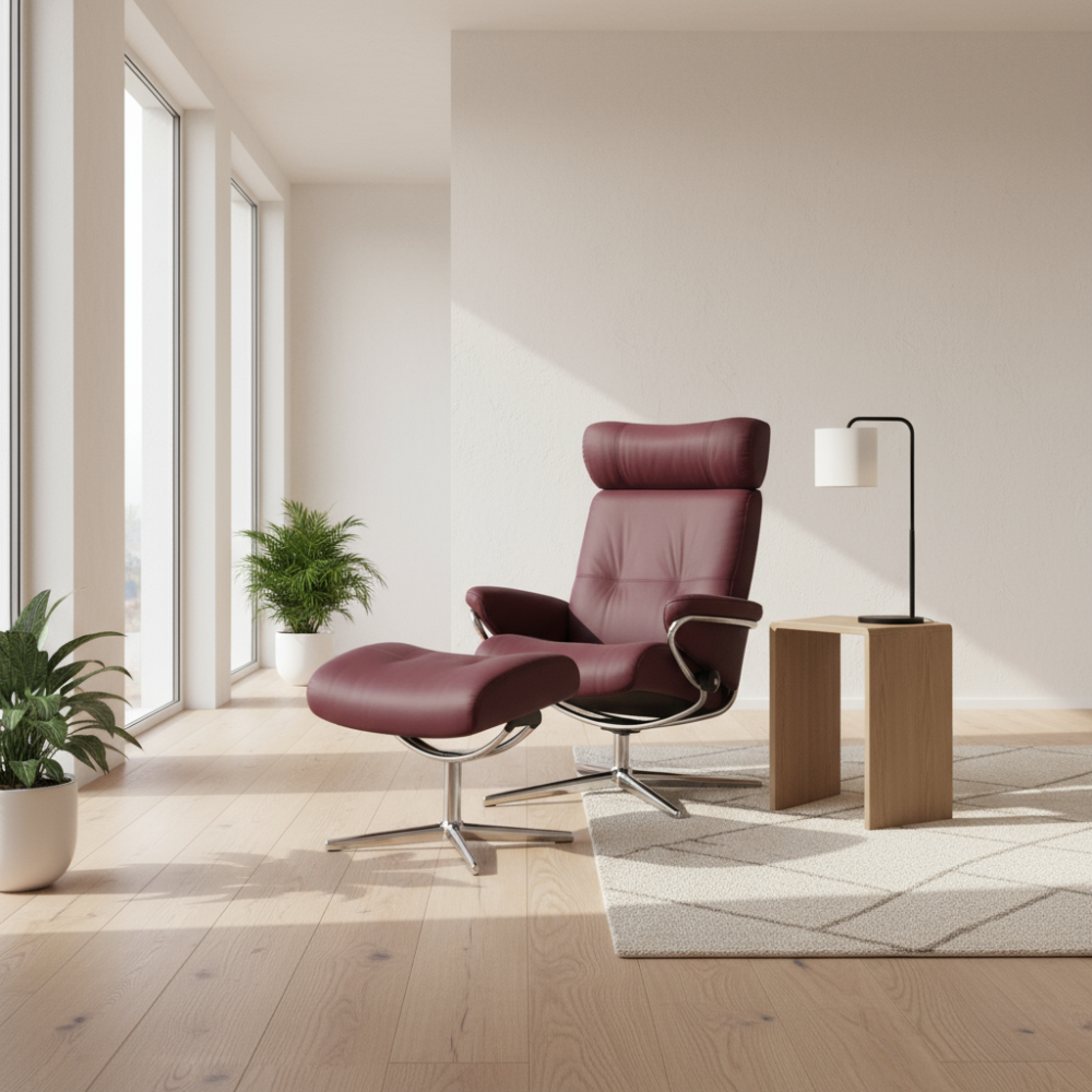 Sillón de Stressless® modelo BERLIN Pie Cross base Plus™ System BalanceAdapt™ piel Batick