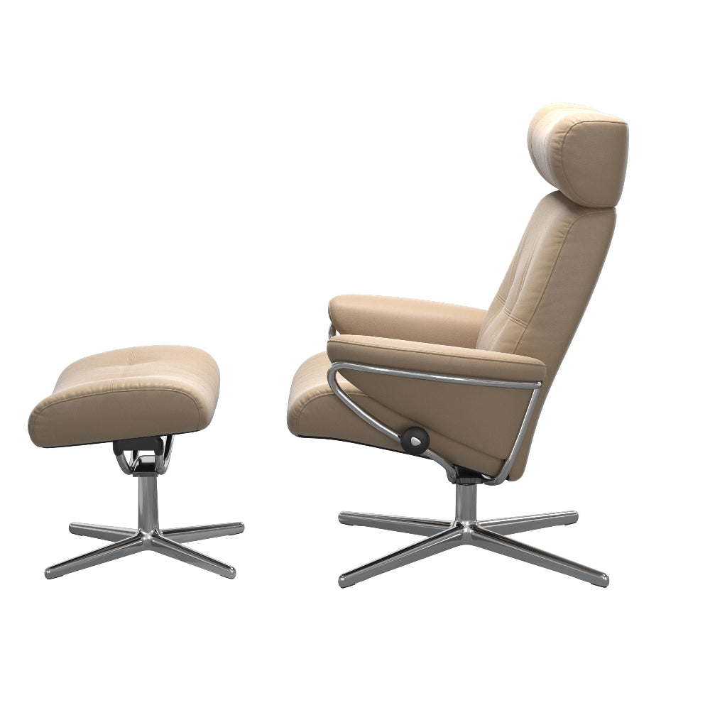 Sillón de Stressless® modelo BERLIN Pie Cross base Plus™ System BalanceAdapt™ piel Paloma