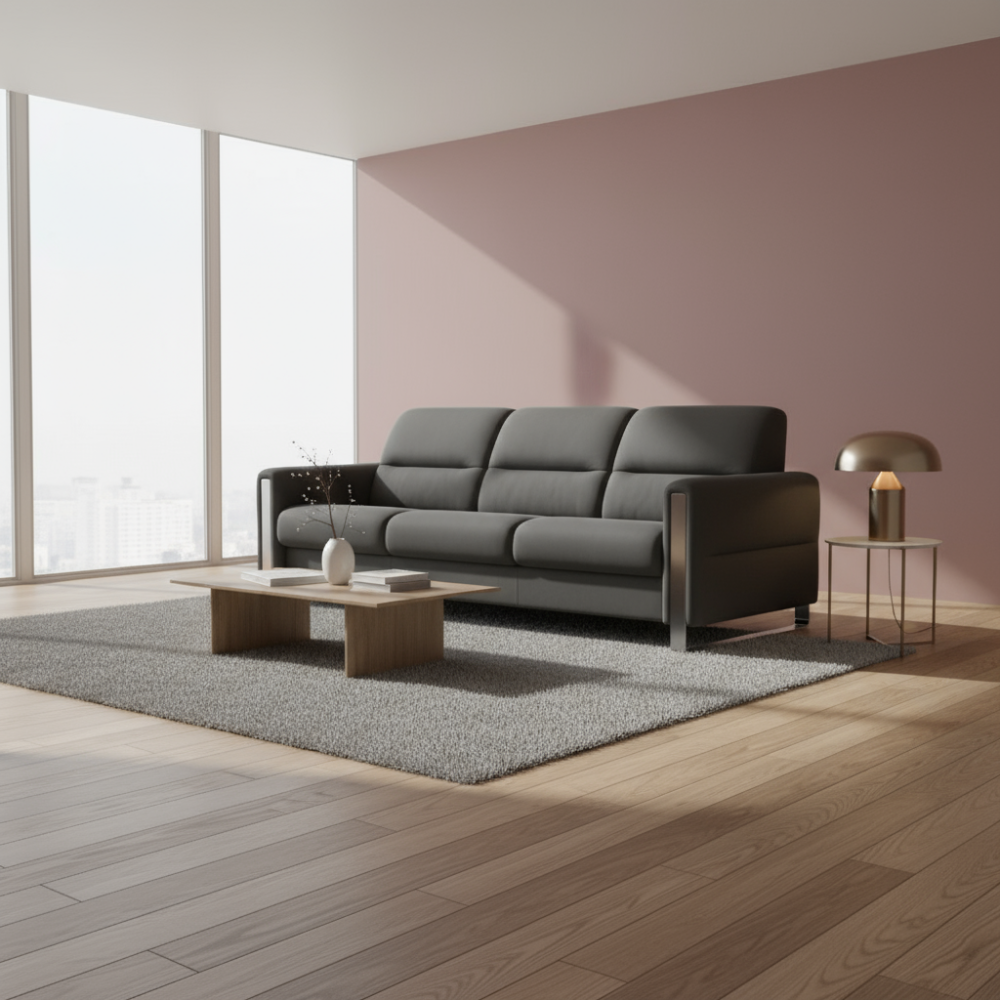 Sofá 3 plazas modelo FIONA Stressless® Comfort Zones™ Brazo METAL piel Paloma