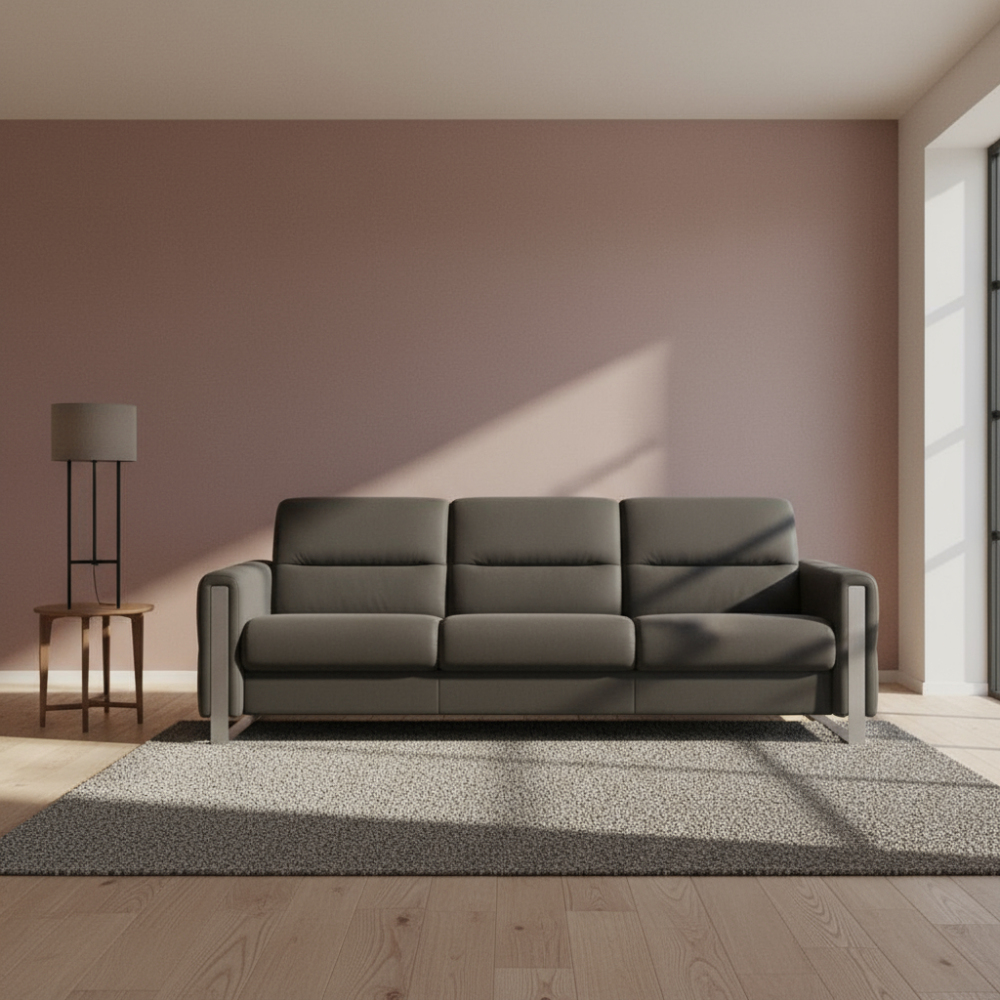 Sofá 3 plazas modelo FIONA Stressless® Comfort Zones™ Brazo METAL piel Paloma