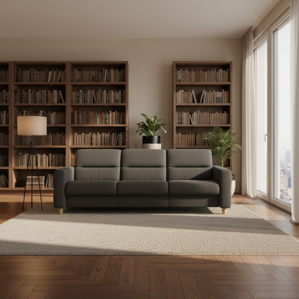Sofá 3 plazas modelo FIONA Stressless® Comfort Zones™ Brazo Tapizado piel Paloma
