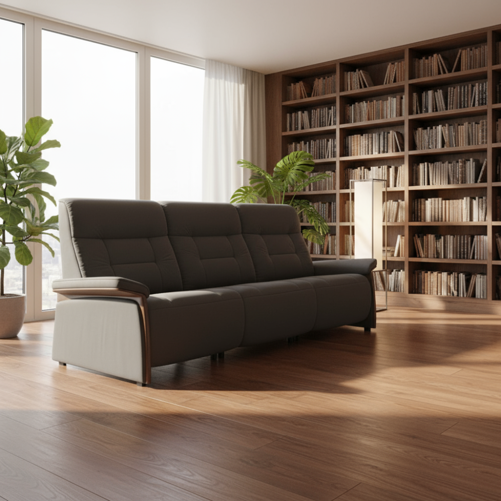 Sofá 3 plazas modelo MARY Stressless® Power™ Brazo Wood piel Paloma