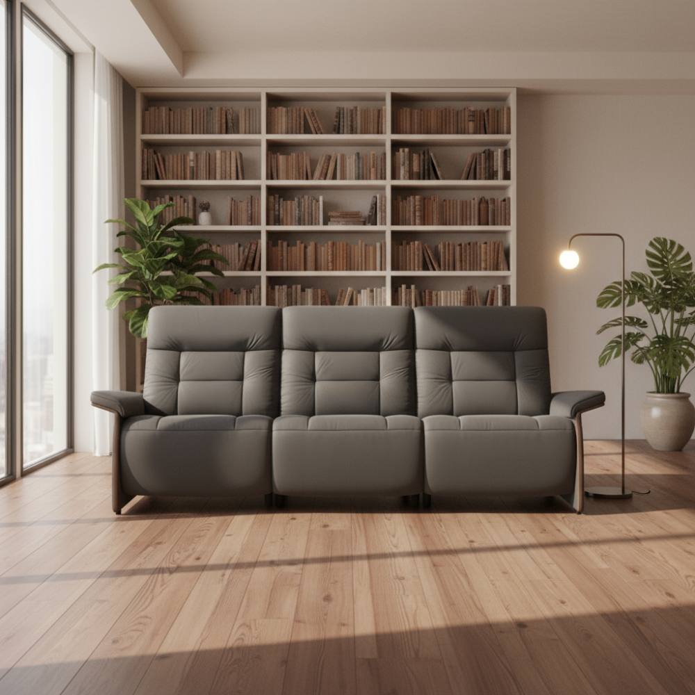Sofá 3 plazas modelo MARY Stressless® Power™ Brazo Wood piel Paloma