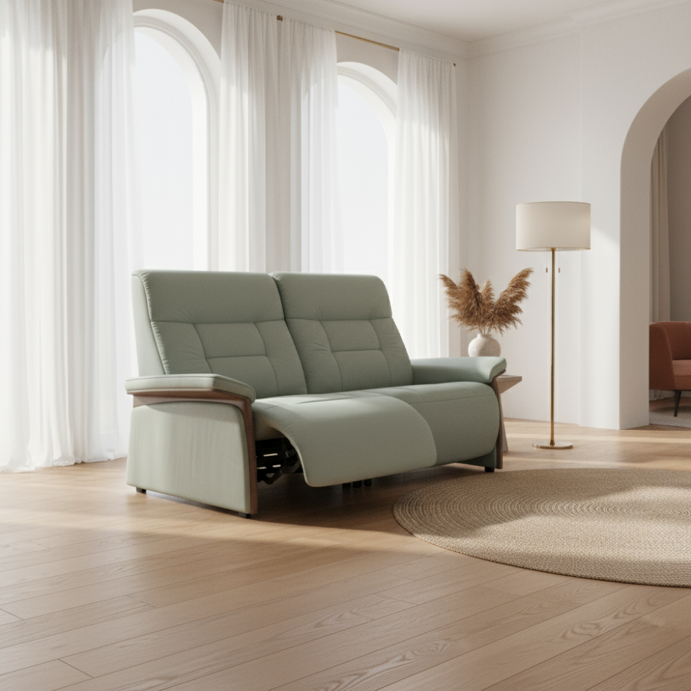 Sofá 2 plazas modelo MARY Stressless® Power™ Brazo Wood piel Paloma