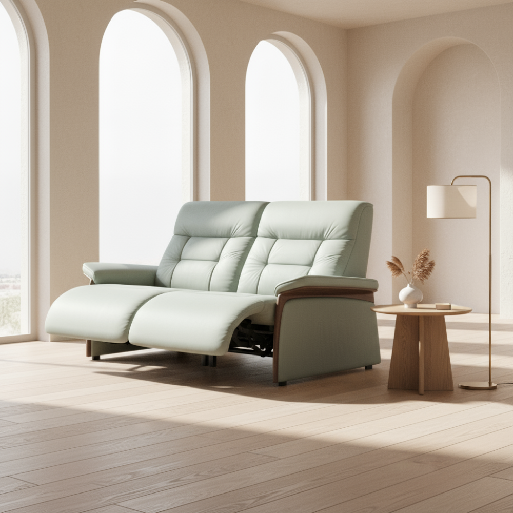 Sofá 2 plazas modelo MARY Stressless® Power™ Brazo Wood piel Paloma