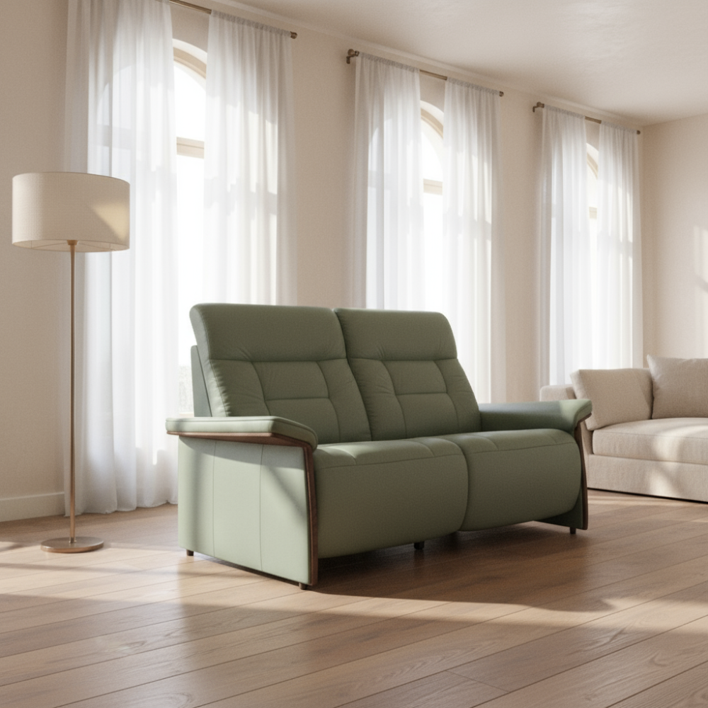 Sofá 2 plazas modelo MARY Stressless® Power™ Brazo Wood piel Paloma