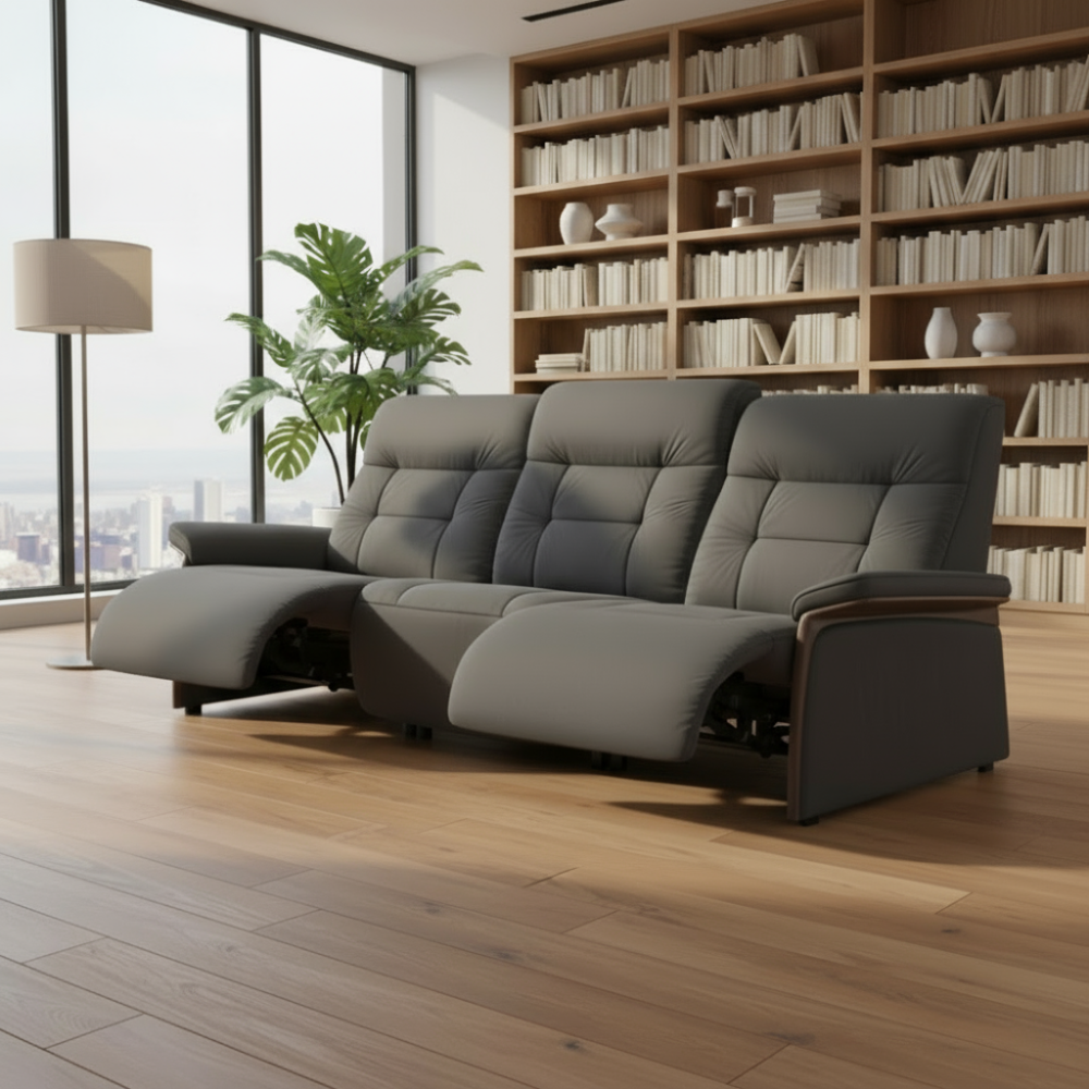 Sofá 3 plazas modelo MARY Stressless® Power™ Brazo Wood piel Paloma