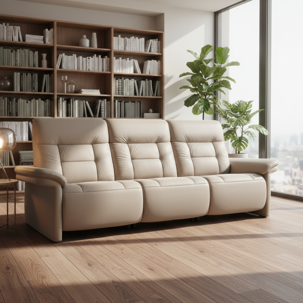 Sofá 3 plazas modelo MARY Stressless® Power™ Brazo Tapizado piel Paloma