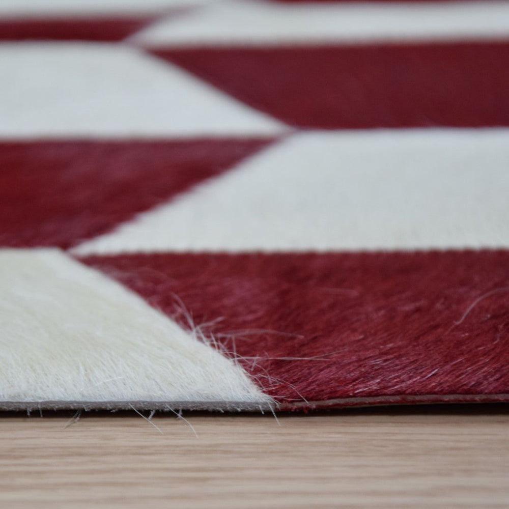 detalle de Alfombra de diseño en piel Merengue Rojo