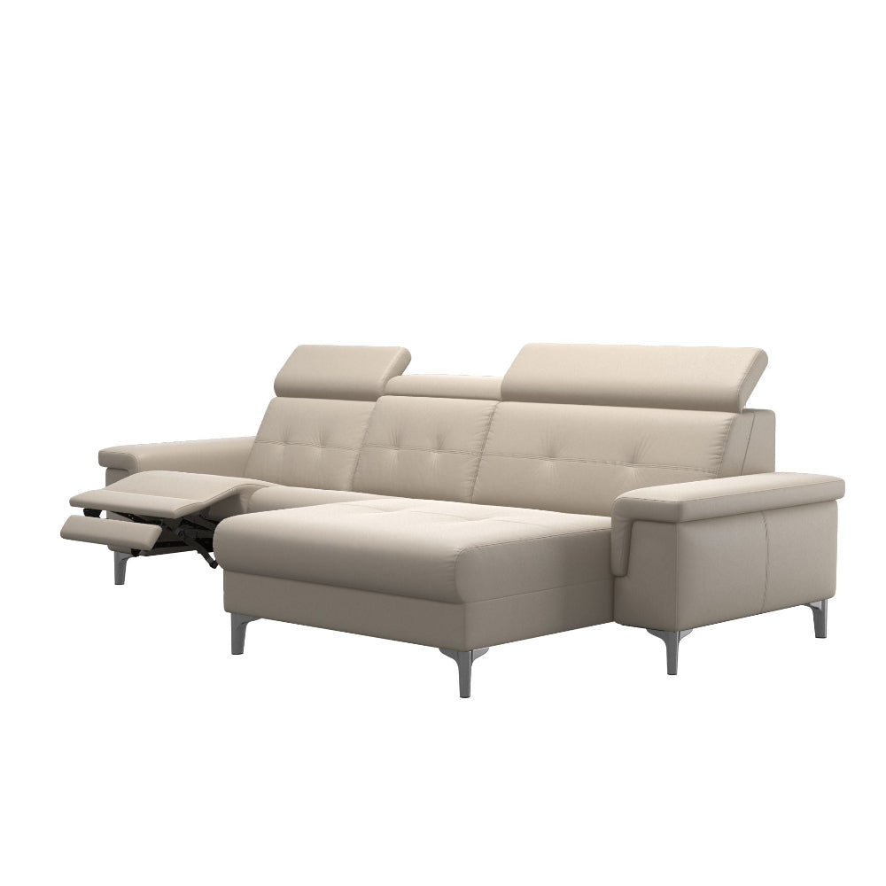 Sofá con Chaiselongue modelo ANNA A2 Long Seat Stressless® Power™ piel Paloma