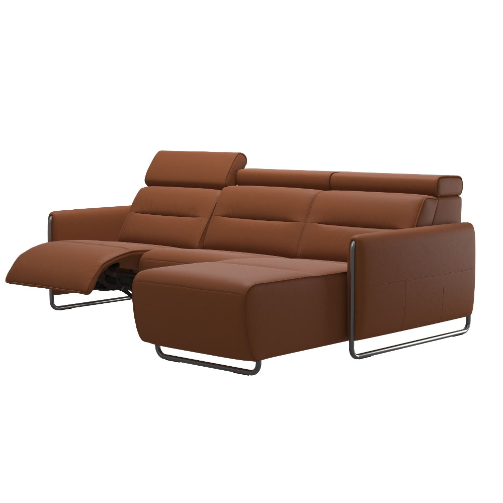 Sofá chaiselongue (L) con Long Seat modelo EMILY Stressless® Power™ Brazo Metal piel Paloma