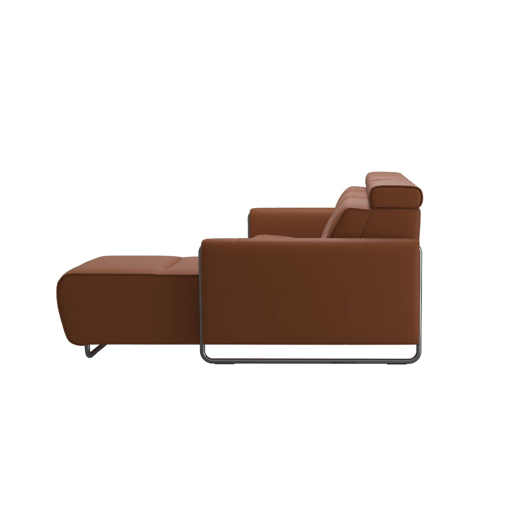 Sofá chaiselongue (L) con Long Seat modelo EMILY Stressless® Power™ Brazo Metal piel Paloma