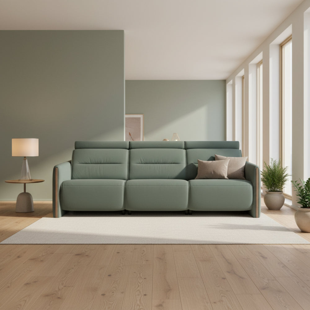 Sofá 3 plazas modelo EMILY Stressless® Power™ Brazo Madera piel Paloma