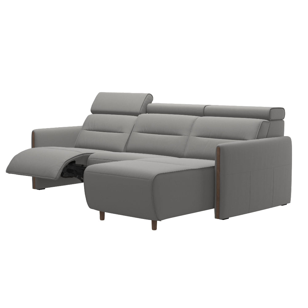 Sofá chaiselongue (L) con Long Seat modelo EMILY Stressless® Power™ Brazo Madera piel Paloma