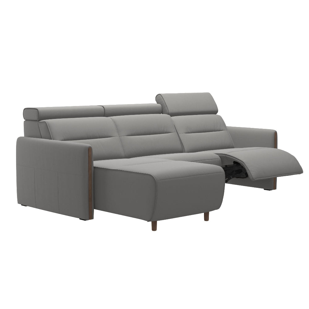 Sofá chaiselongue (L) con Long Seat modelo EMILY Stressless® Power™ Brazo Madera piel Paloma