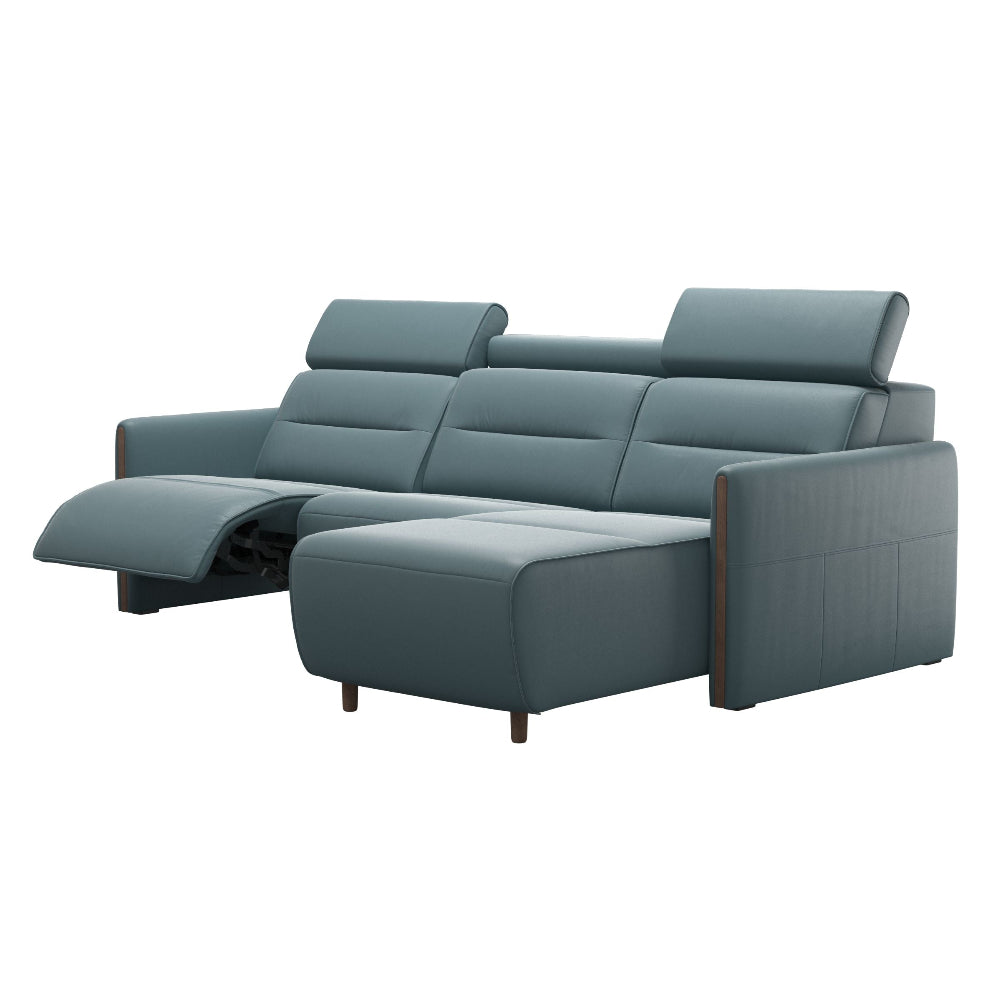 Sofá chaiselongue (M) con Long Seat modelo EMILY Stressless® Power™ Brazo Madera piel Paloma