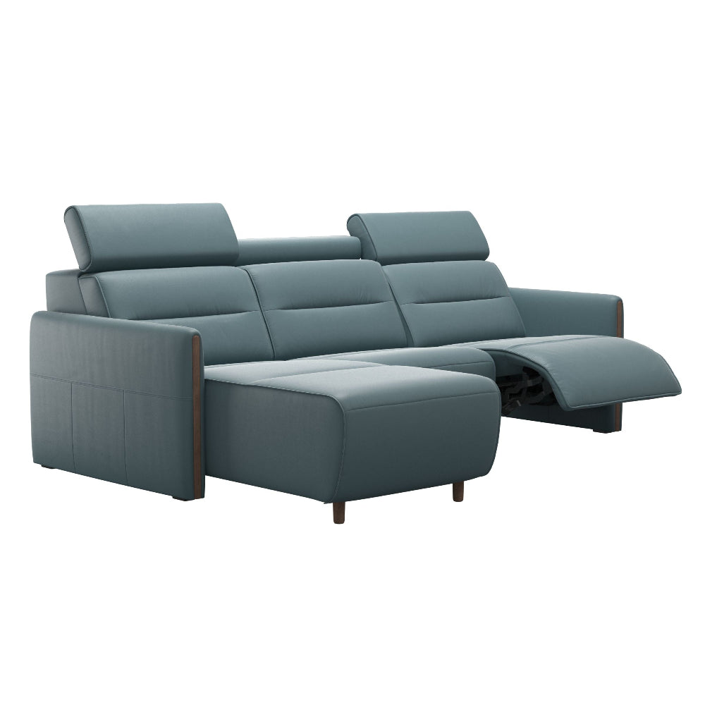 Sofá chaiselongue (M) con Long Seat modelo EMILY Stressless® Power™ Brazo Madera piel Paloma