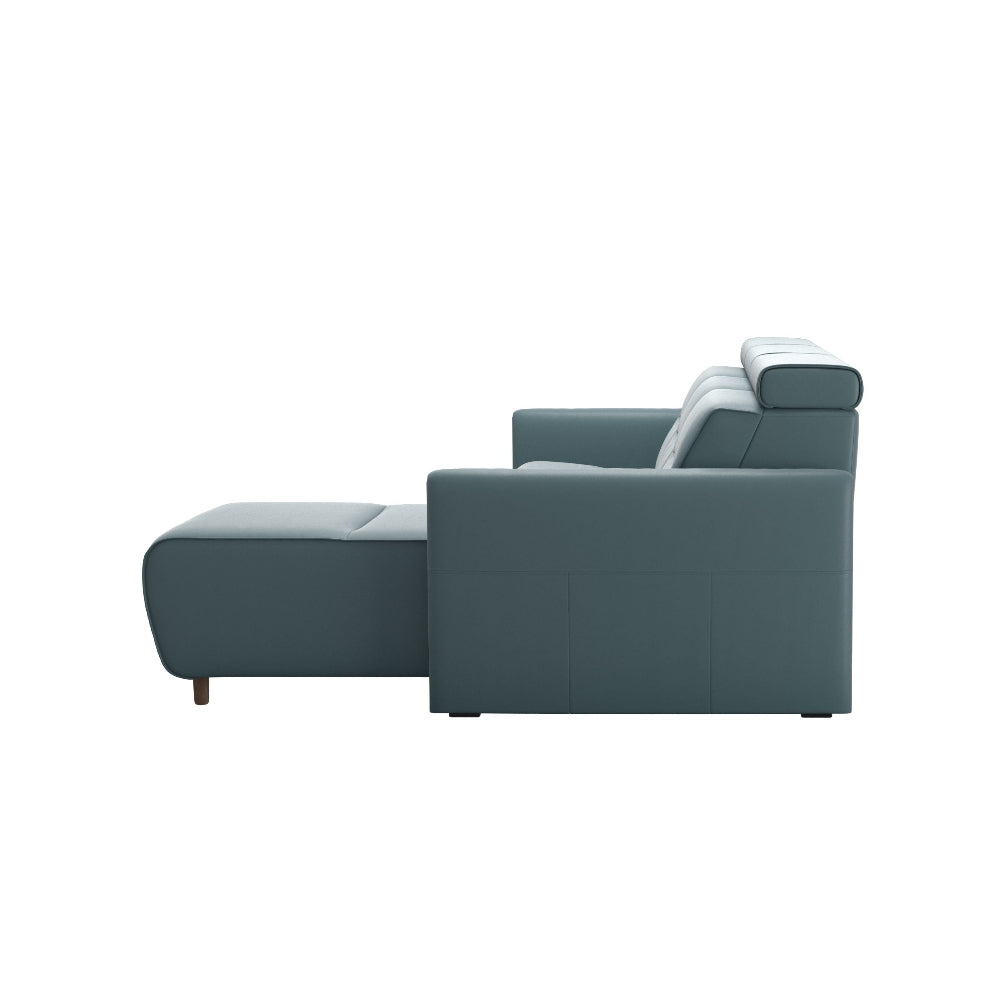 Sofá chaiselongue (M) con Long Seat modelo EMILY Stressless® Power™ Brazo Madera piel Paloma