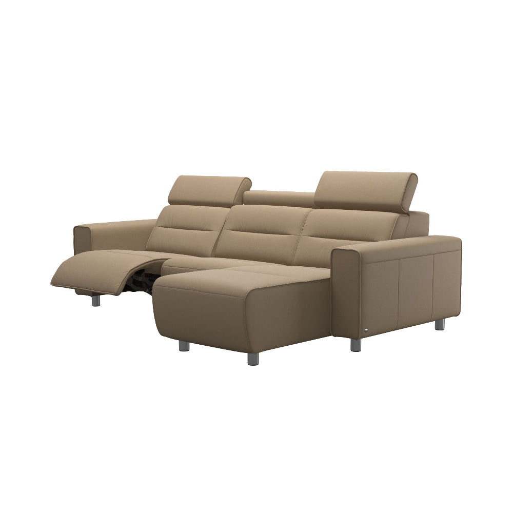 Sofá chaiselongue (M) Long Seat modelo EMILY Stressless® Power™ Brazo Ancho piel Paloma