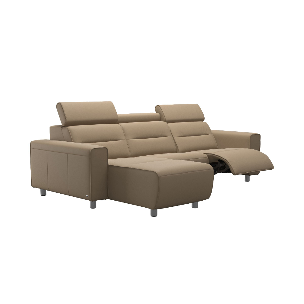 Sofá chaiselongue (M) Long Seat modelo EMILY Stressless® Power™ Brazo Ancho piel Paloma