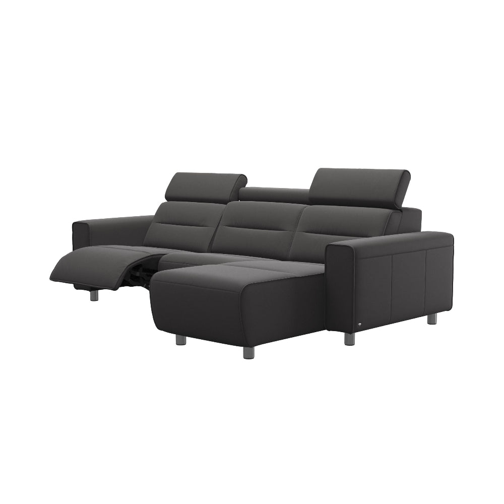 Sofá chaiselongue (L) Long Seat modelo EMILY Stressless® Power™ Brazo Ancho piel Paloma