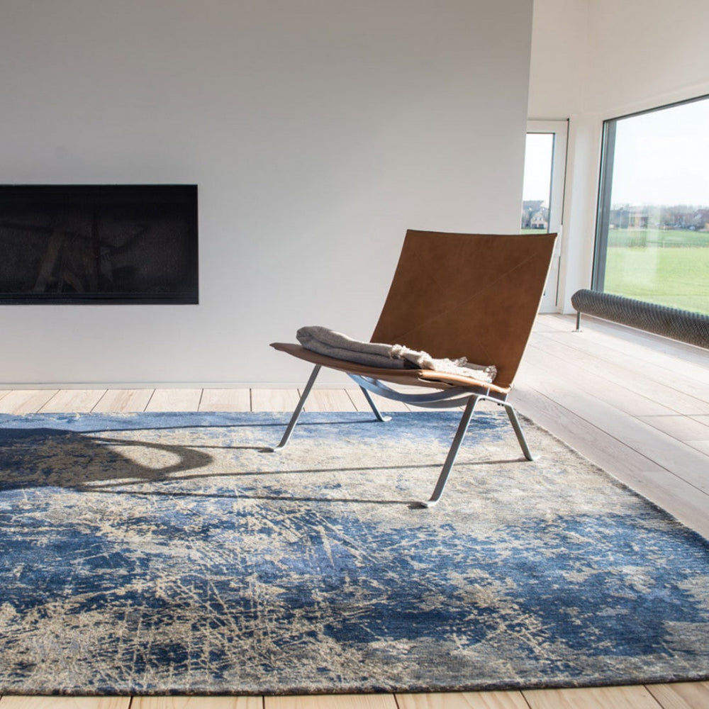 Alfombra moderna RustIK Chenille base Azul