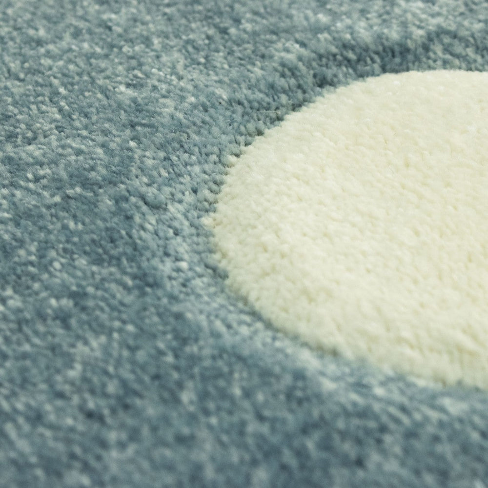 Detalle tejido alfombra nube azul intantil 2