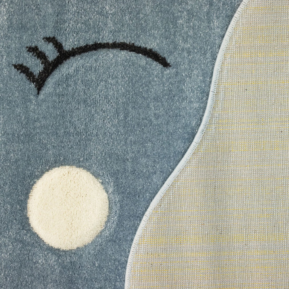 Detalle tejido alfombra nube azul intantil 3