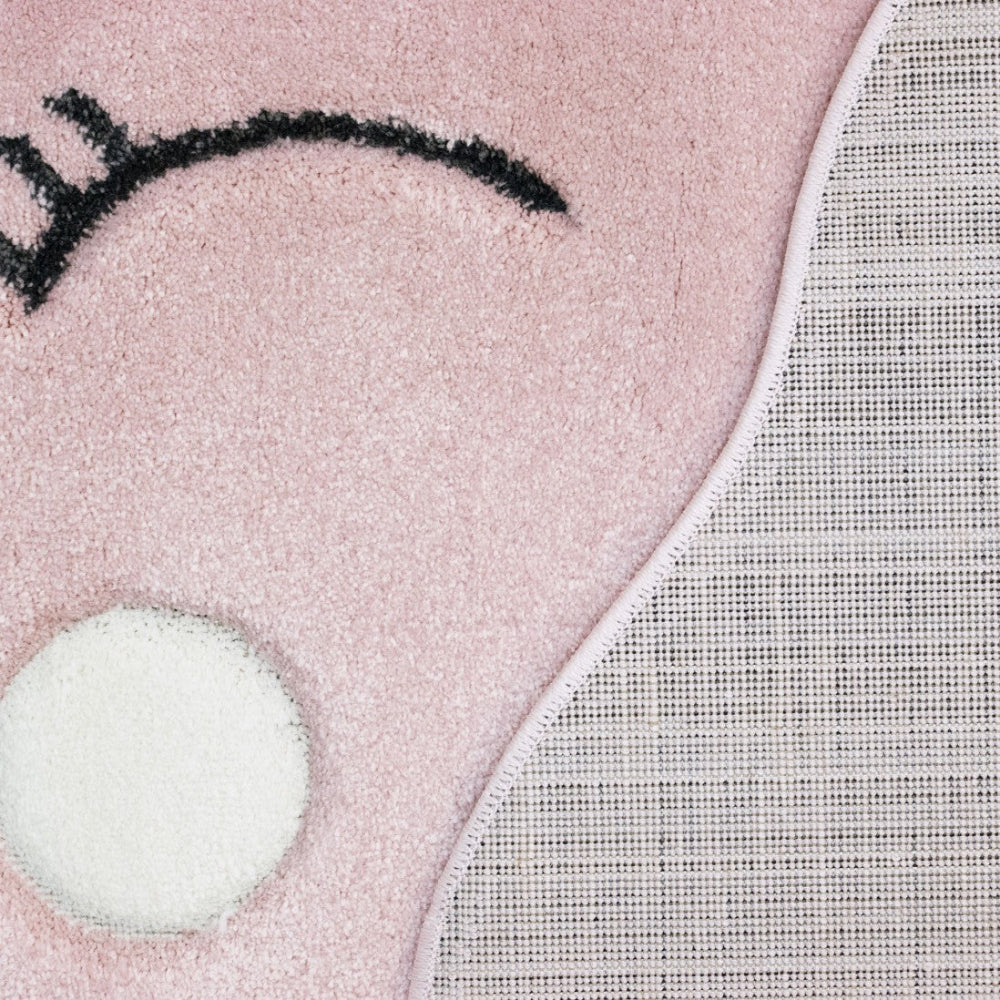 Detalle tejido alfombra nube rosa intantil 1