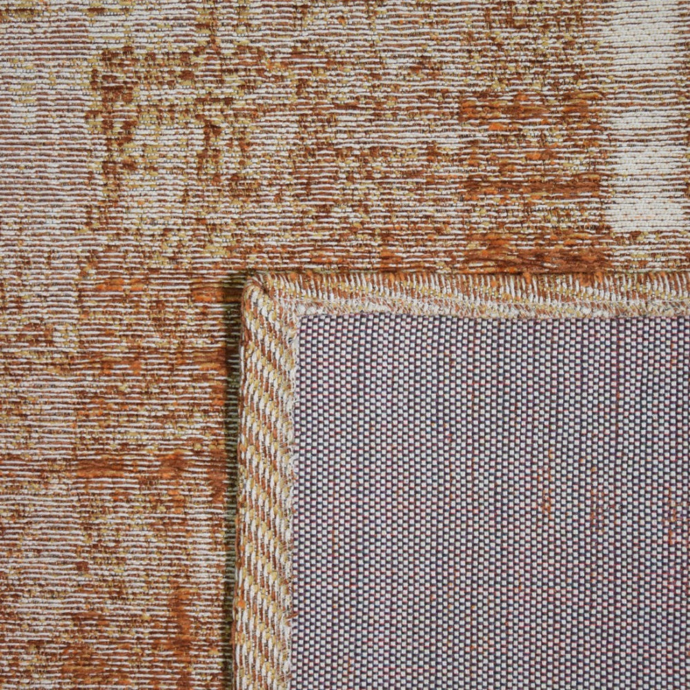 detalle del reves alfombra antik chenille orange