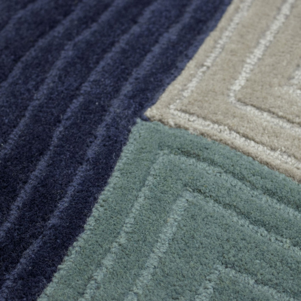 Alfombra Geométrica Pebble Tonos Azules