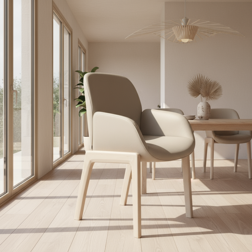 Silla de comedor Stressless® modelo BAY D100 con brazos Pie de Madera