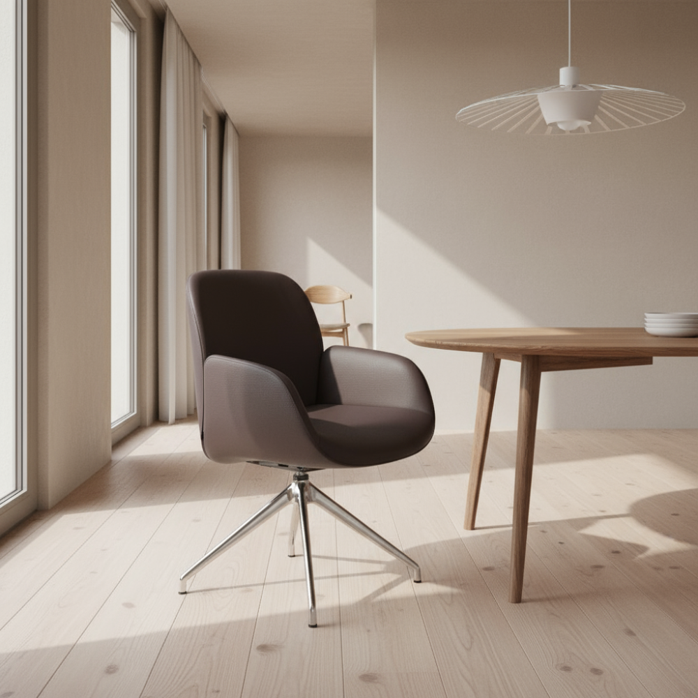 Silla giratoria de comedor Stressless® modelo BAY D350 con brazos Pie de Acero