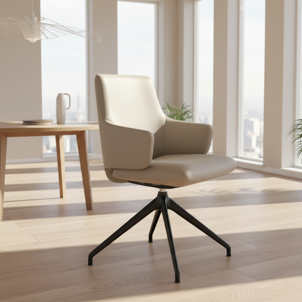 Silla giratoria de comedor Stressless® modelo LAUREL D350 con brazos Pie de Acero