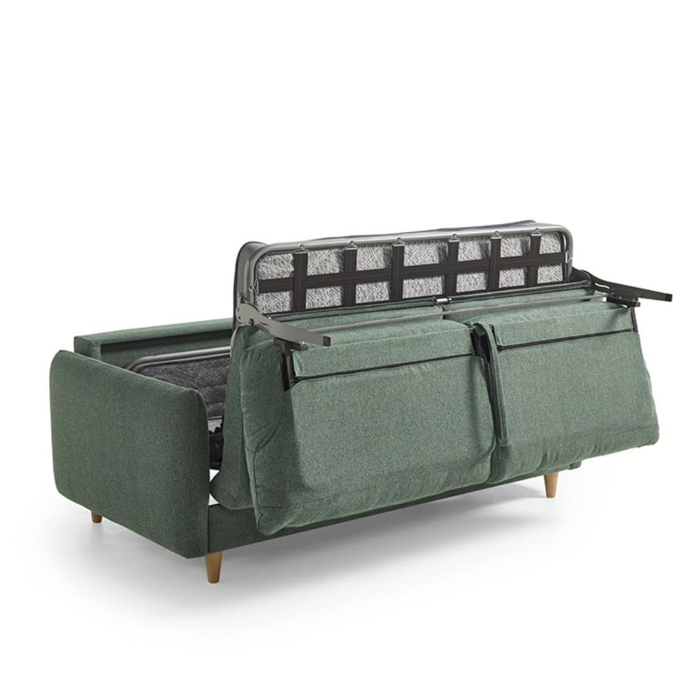 Sofá con cama modelo MINIMAL Pata de Madera sistema Italiano