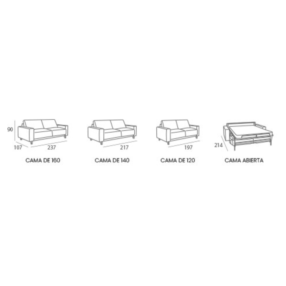 Sofá con cama modelo MINIMAL con sistema de apertura Italiano