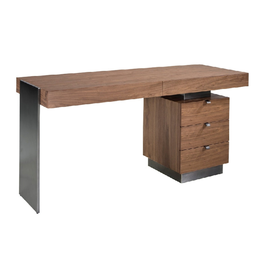 Escritorio oficina de madera Nogal y acero pulido