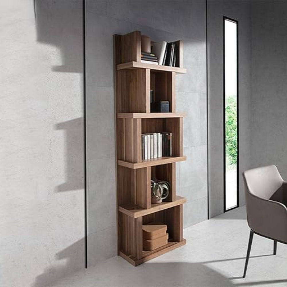 Estantería Madera Chapada Nogal 190cm Colección Elegance