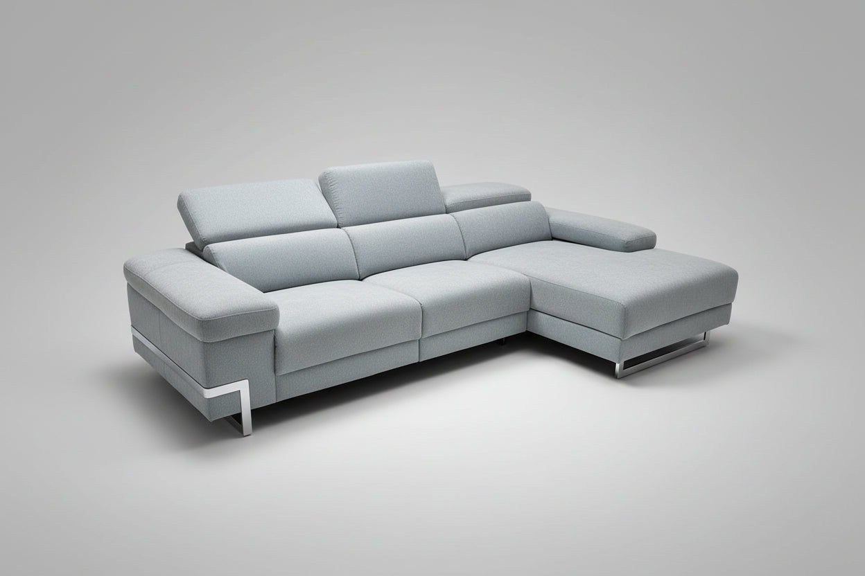 Chaiselongue modelo ACAPULCO con 2 asientos relax motorizados en tela Aquaclean