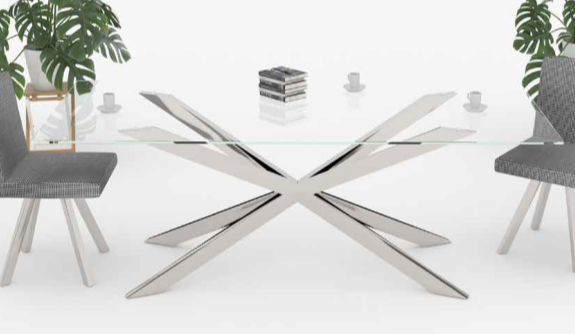 Mesa de Comedor Fija modelo Atnoxmilan Tapa Cristal