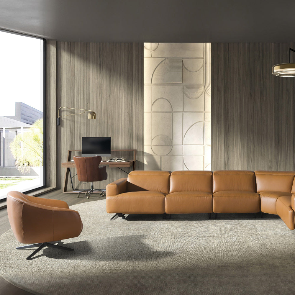 Escritorio oficina de madera Nogal y acero negro