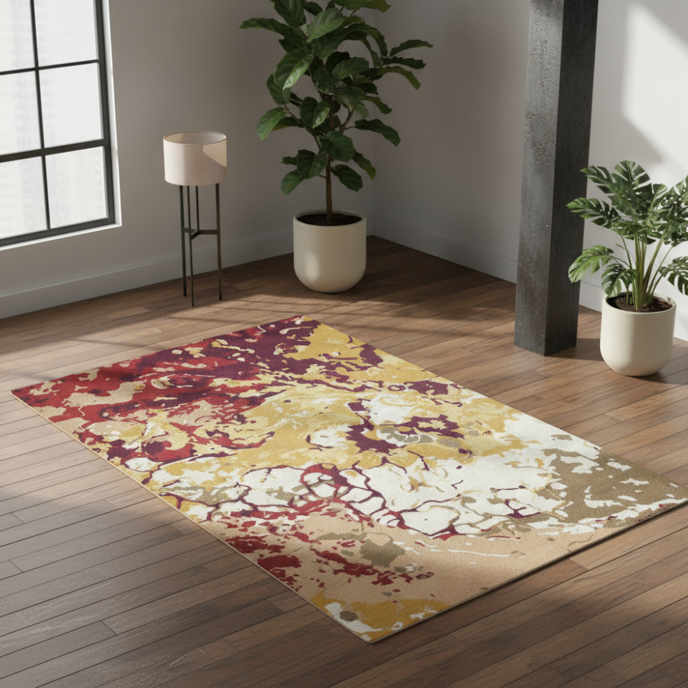 Alfombra moderna Aquarelle Roja