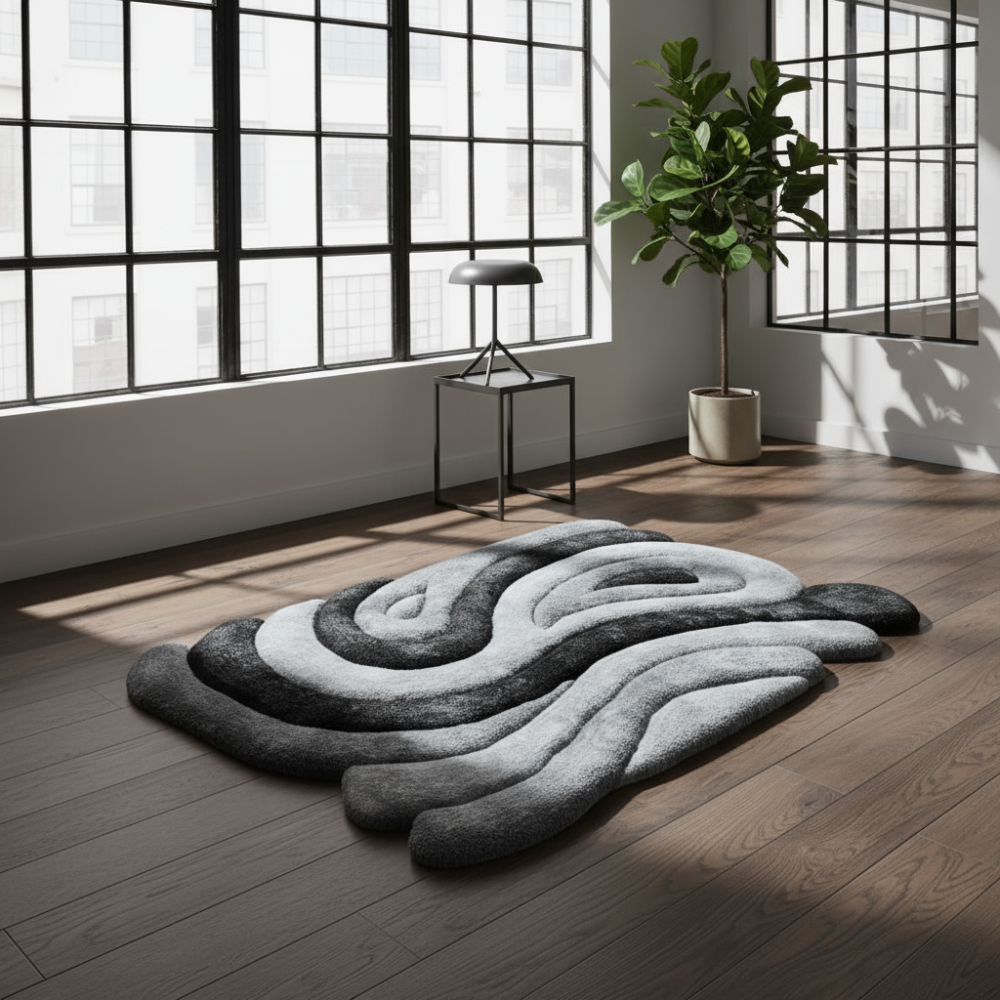 Alfombra de diseño tridimensional Form Grey